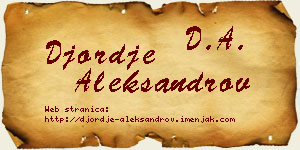 Đorđe Aleksandrov vizit kartica